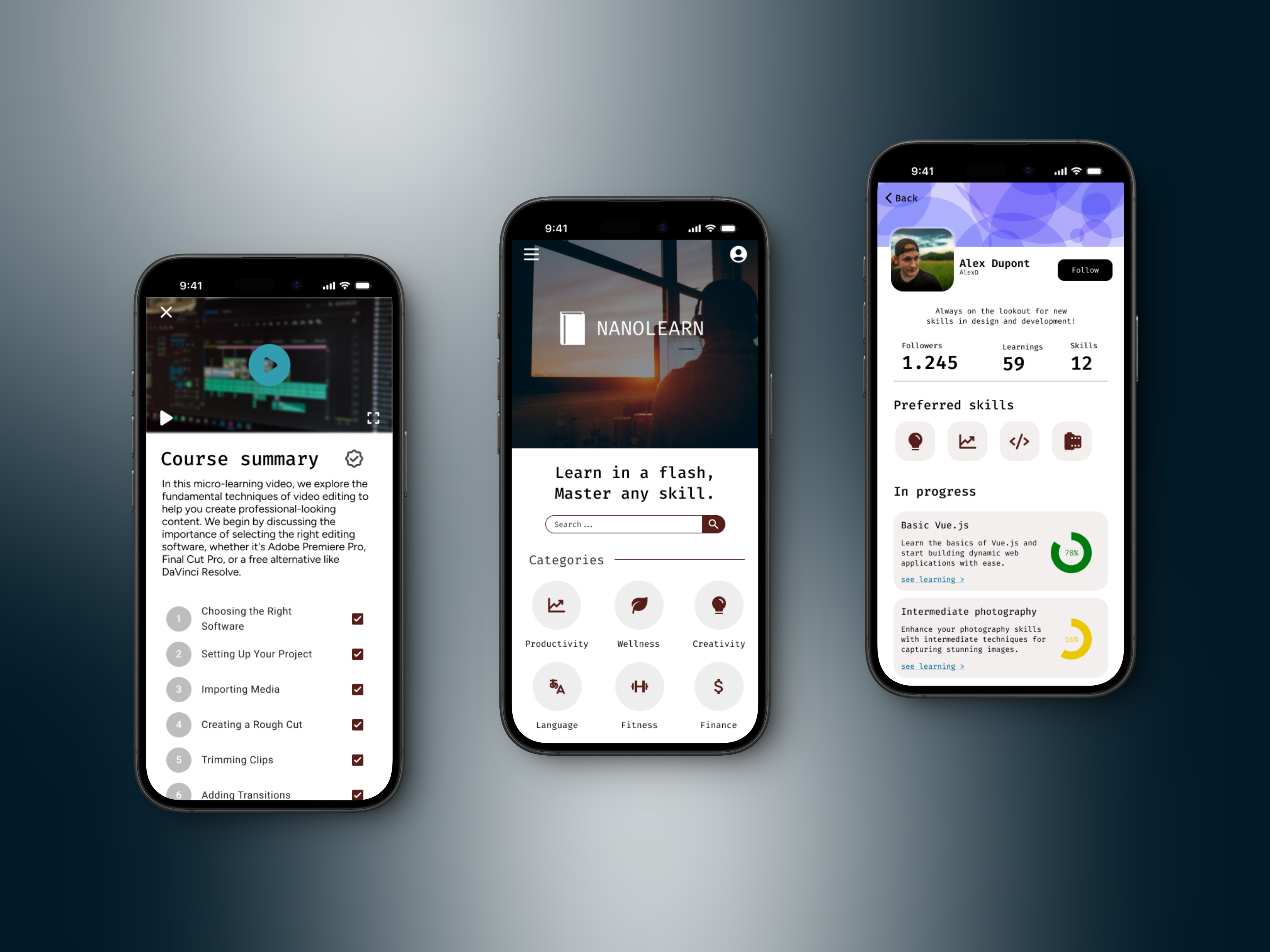 NanoLEarn mobile version
